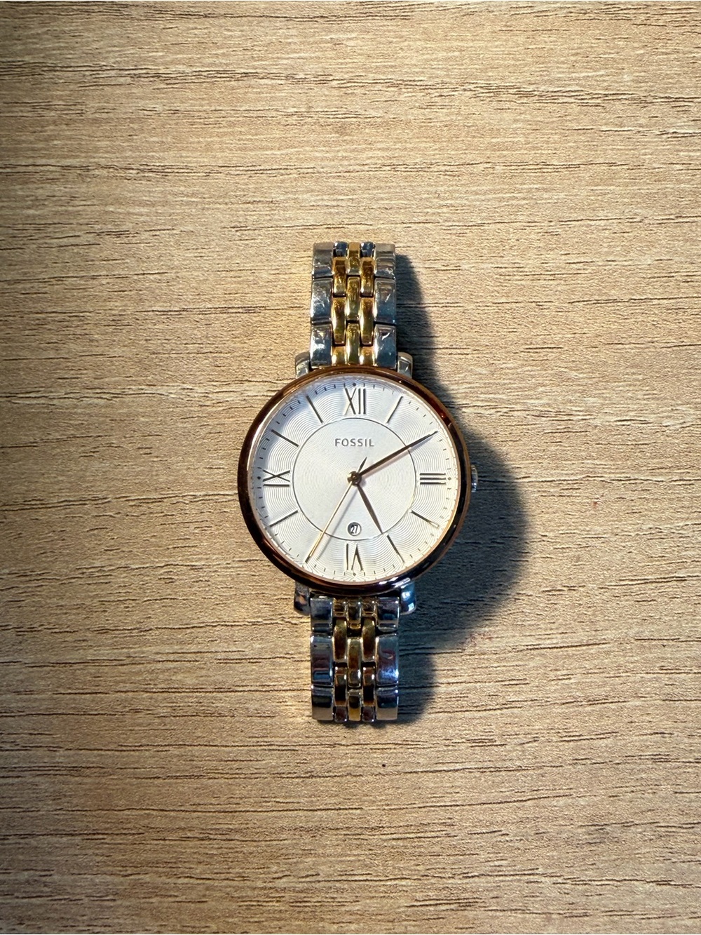 Fossil Two-Tone Rose Gold and Silver Women's Round Dial Watch